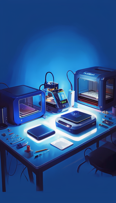 Vibrant Nighttime Workspace With Creative Tools Illuminated(2)